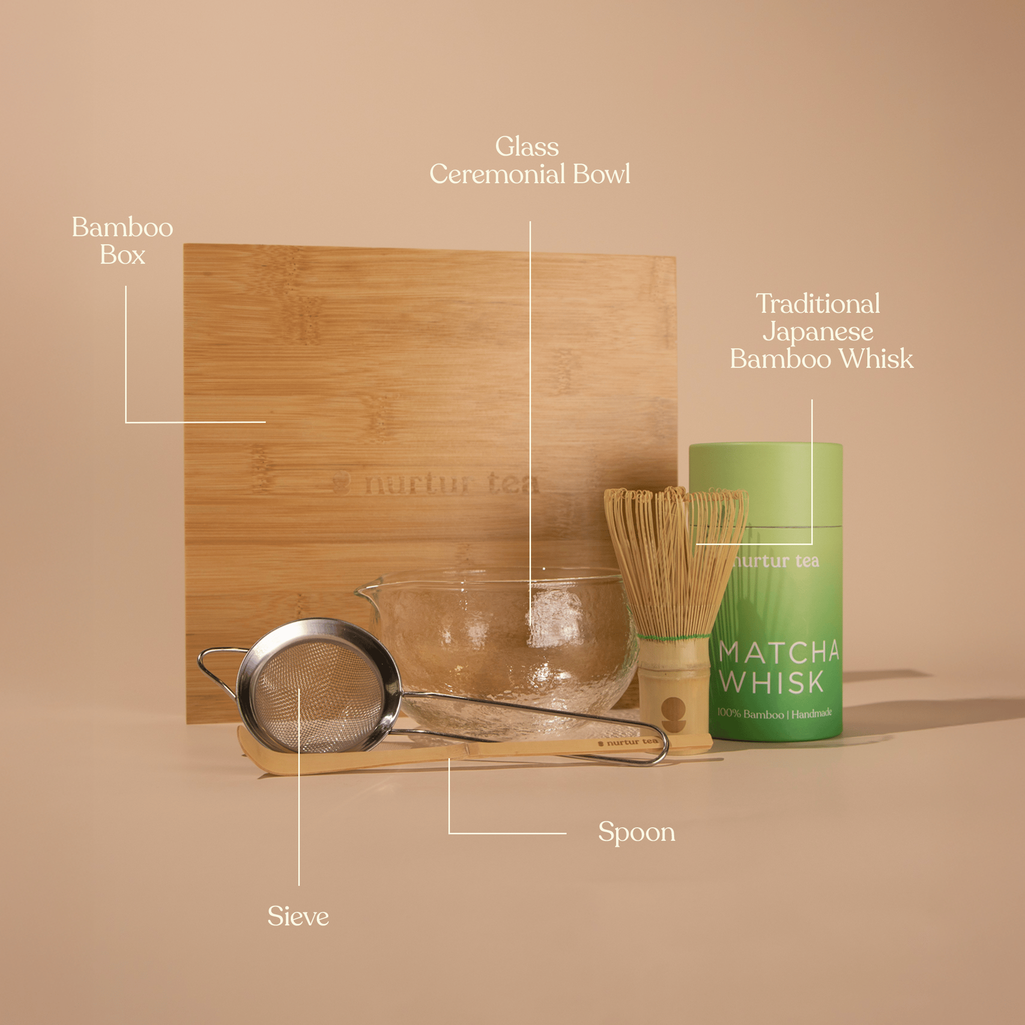 Matcha ceremony kit with whisk bowl and scoop - Nurtur Tea Australia