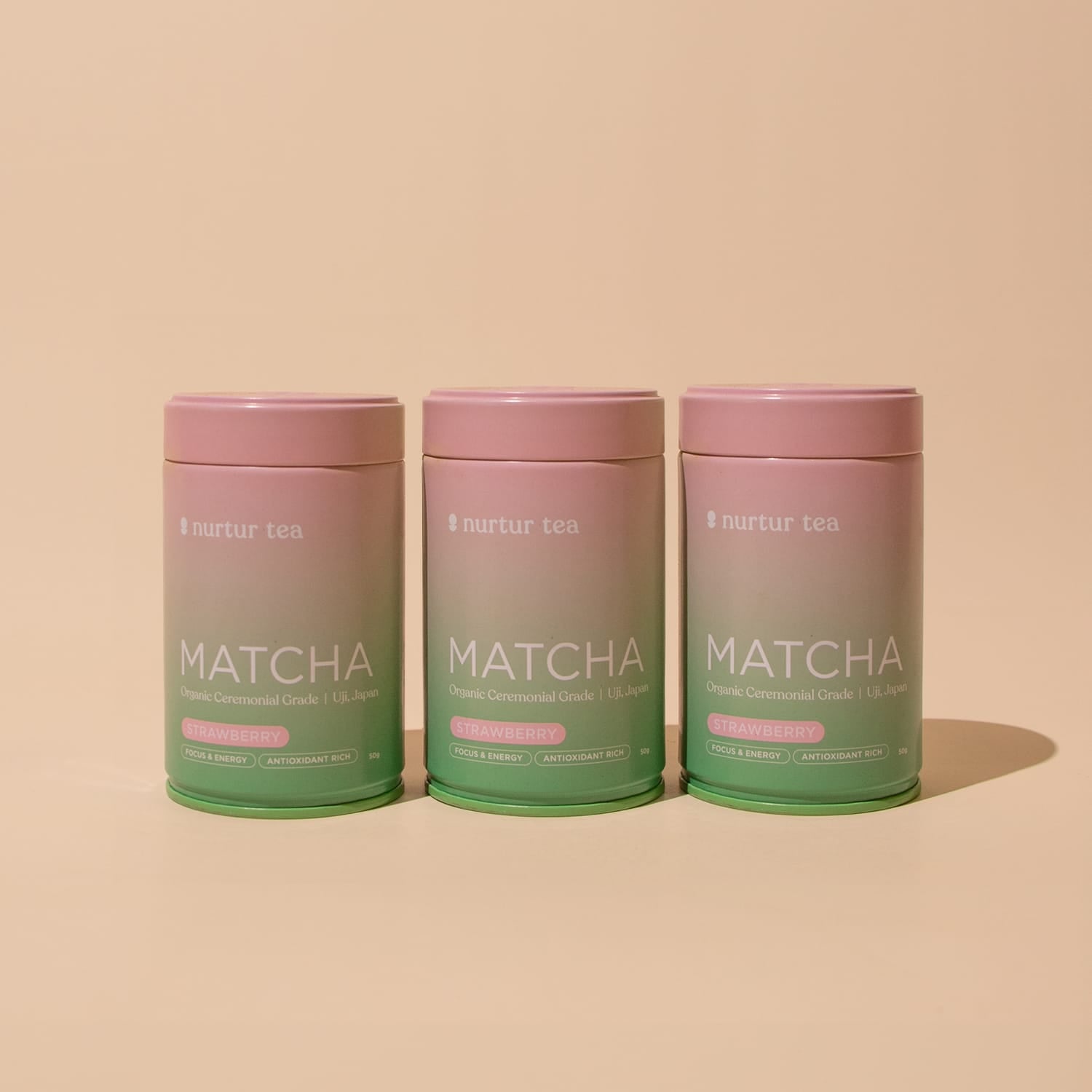 Strawberry matcha powder 3 tin bundle for women - Nurtur Tea Australia