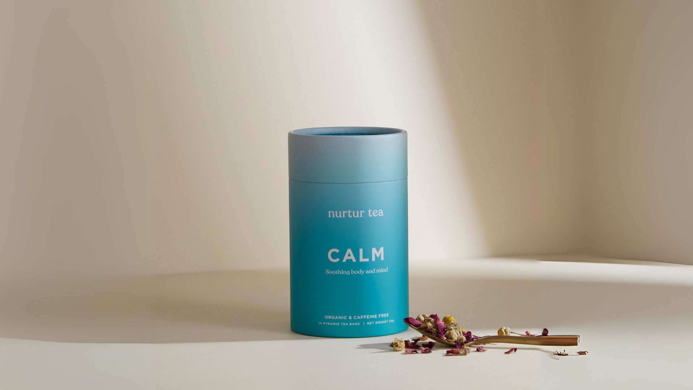 nurtur tea calm tea in a packaging